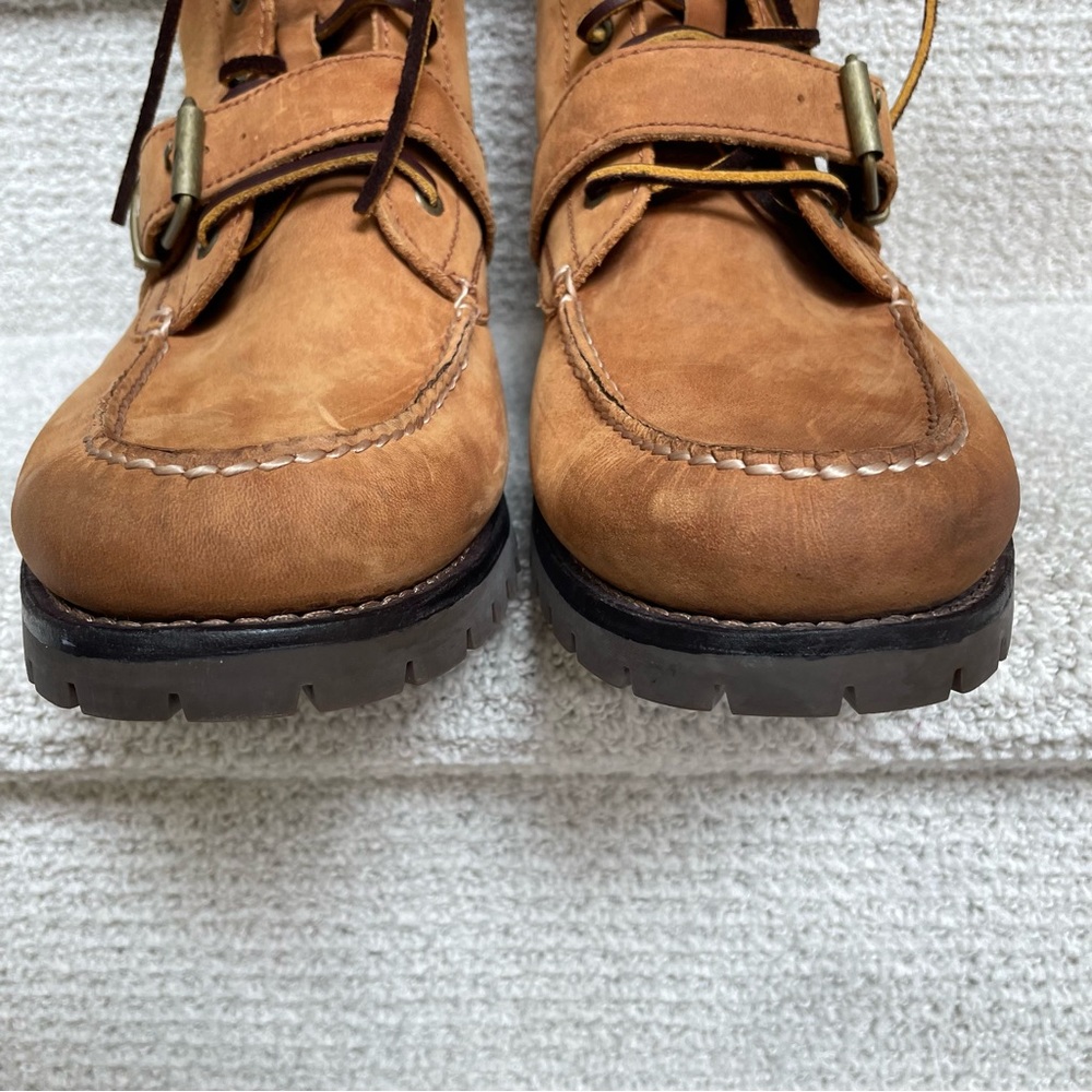 Polo Ralph Lauren Leather Ranger Brown Lug Sole Buckle Detail Lace Up Boots - Picture 8 of 11